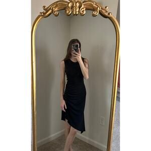 Vintage Y2K 90s Luly K NYC Asymmetrical Black Lace Dress, L